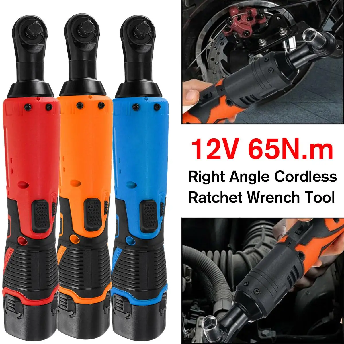 

12V Electric Wrench Kit 3/8 Cordless Ratchet Wrench Rechargeable Scaffolding 65NM Torque Ratchet With Sockets Tools 5200mAh
