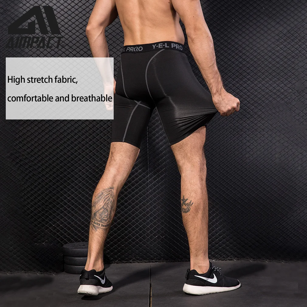 AIMPACT Men Quick Dry Short Running Leggings Mens Compression Running Tights Gym Fitness Sport Shorts Leggings Male Underwear