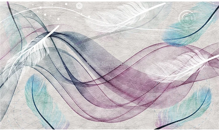 Modern Abstract Art Wallpaper 3D Colorful Feather Line Murals Living Room TV Sofa Background Wall Decor Papel De Parede Frescoes