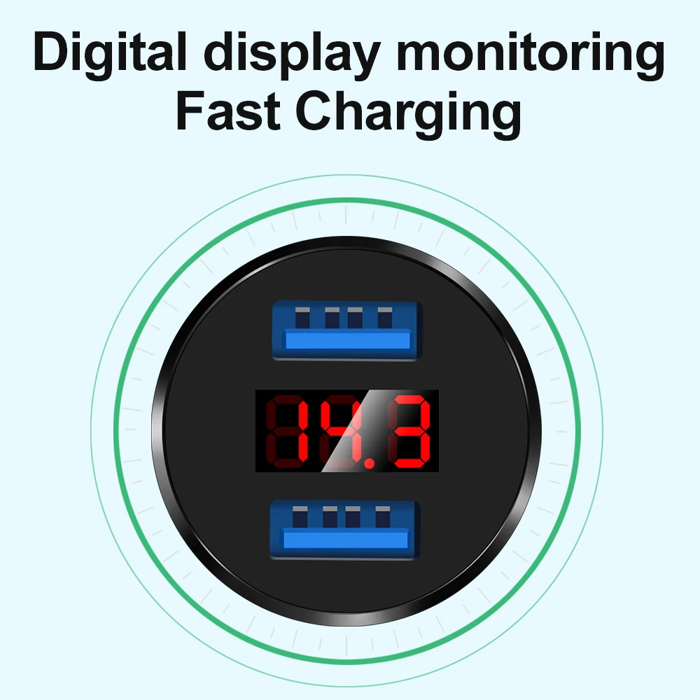 Автомобильное зарядное устройство Tisluo 3.4A с двумя usb-портами для быстрой зарядки с цифровым дисплеем для iPhone 7 8 X XS xiaomi huawei samsung 2 порта автомобильное зарядное устройство