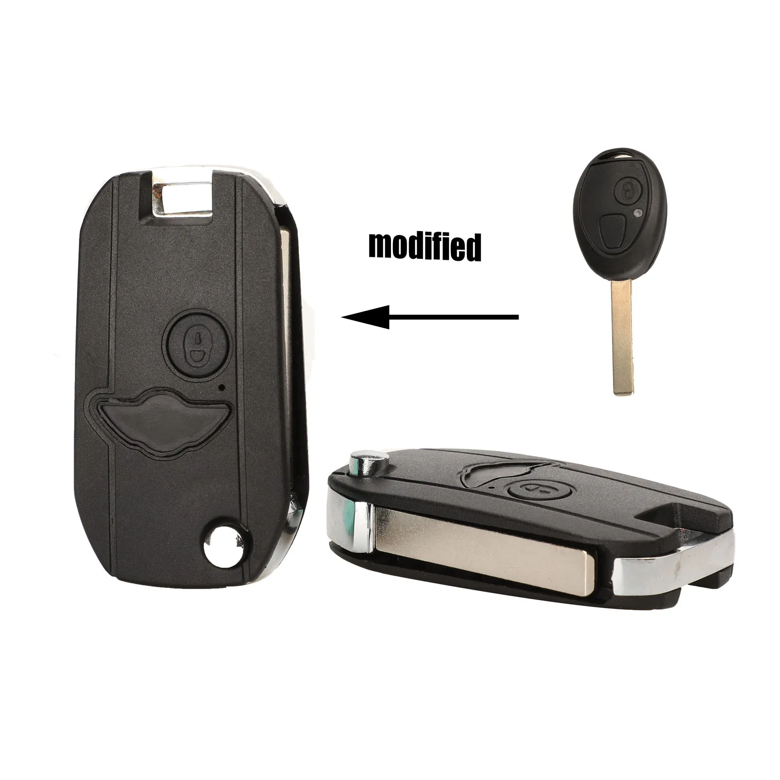 

jingyuqin Modified 2 Buttons Car Key Shell for MG BMW Mini Cooper R53 R50 S for Land Rover 75 Z3 Z4 X3 X5 e46 e39 e36 e34