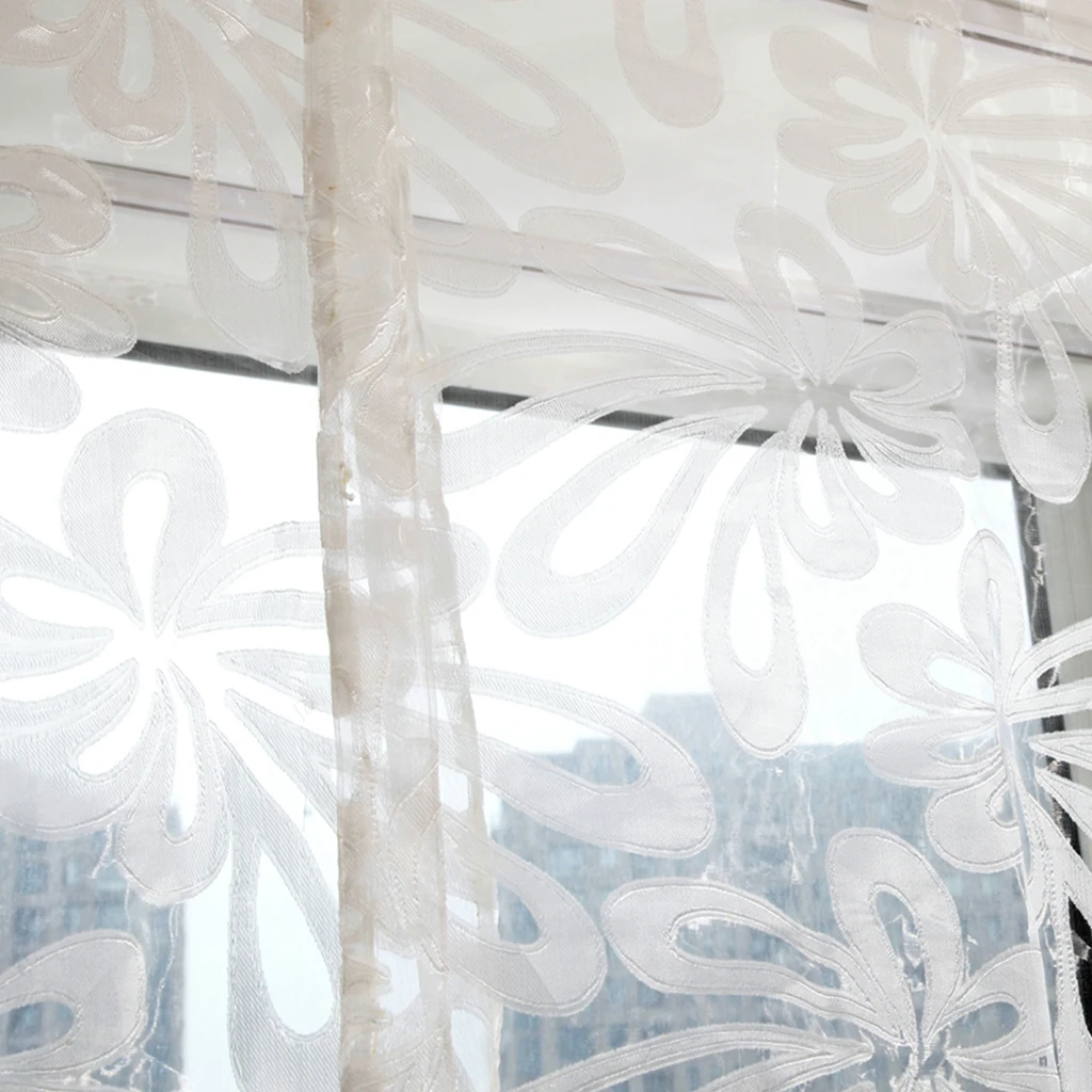Chic Jacquard Flower Design Short Roman Window Curtain Tie-up Window Sheer Voile - for Cafe Kitchen Bedroom Window Decor