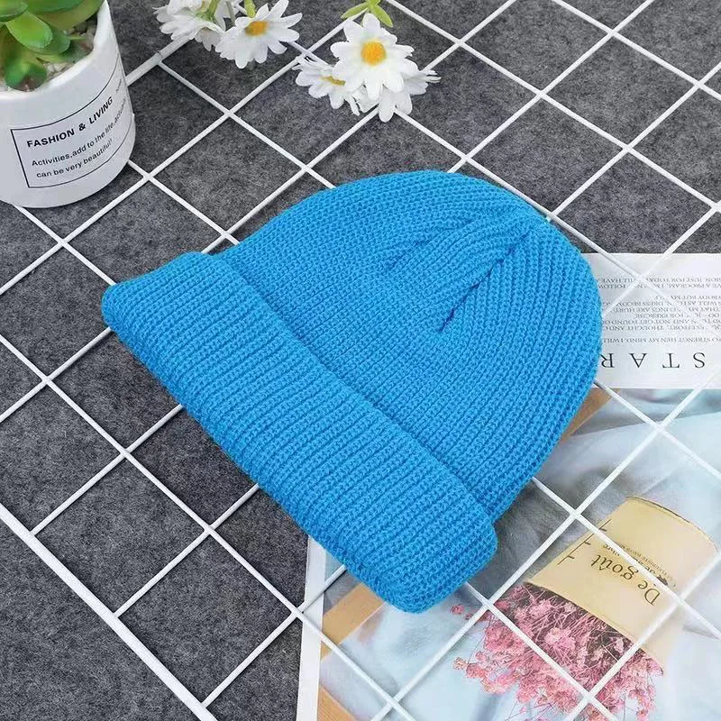 black skullies Knitted Hats for Women Skullcap Men Beanie Hat Winter Retro Brimless Baggy Melon Cap Cuff Docker Fisherman Beanies Hats For Men winter toque Skullies & Beanies