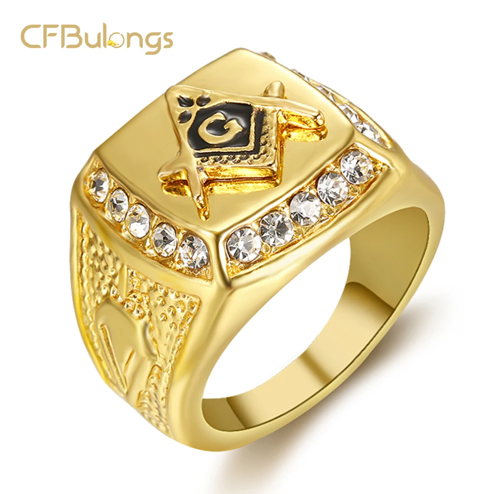 Мужские ювелирные изделия в стиле панк 2019 Новая Винтажная Золотая печать символ