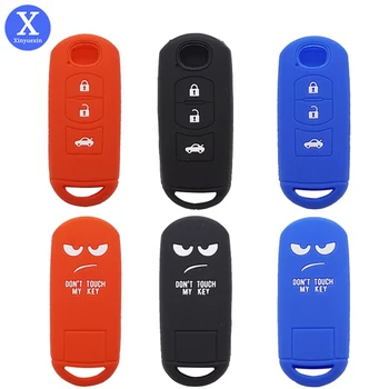 

Xinyuexin New Don't Touch My Key Silicone Car Key Cover Holder Fit for MAZDA 3 5 6 Smart Remote Key 3 Buttons Auto Accessories