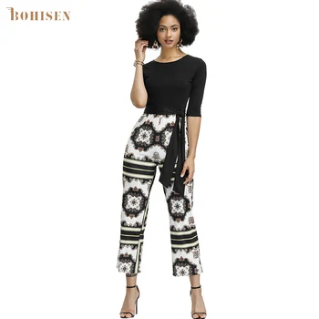 

BOHISEN African Women Jumpsuit For Women Exclusive Clothes Dashiki Ankara Dresses High Waist Riche 3d African Print Women Dress