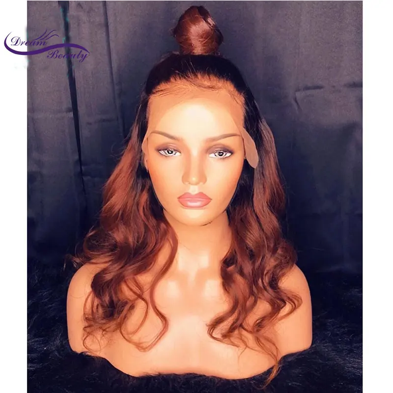 Dream beauty бразильские волнистые волосы 13X6 на кружевном фронте человеческие парики предварительно сорванные Remy Омбре коричневый блондин Цвет бесклеевой парик