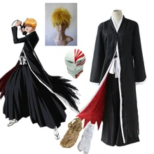  Anime Bleach Cosplay Ichigo Kurosaki Bankai Hollow Mask and Wig Men Halloween Cosplay Costume 