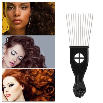 

Metal Afro Comb African American Pick Comb Hair Brush Hairdressing Styling Tool Black Fist