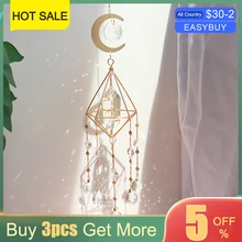 Crystal Big Wind Chime Prism Sun Catchers Handmade Garden Hanging Pendant Ornament Home Decoration Dream Catcher Gifts for Women