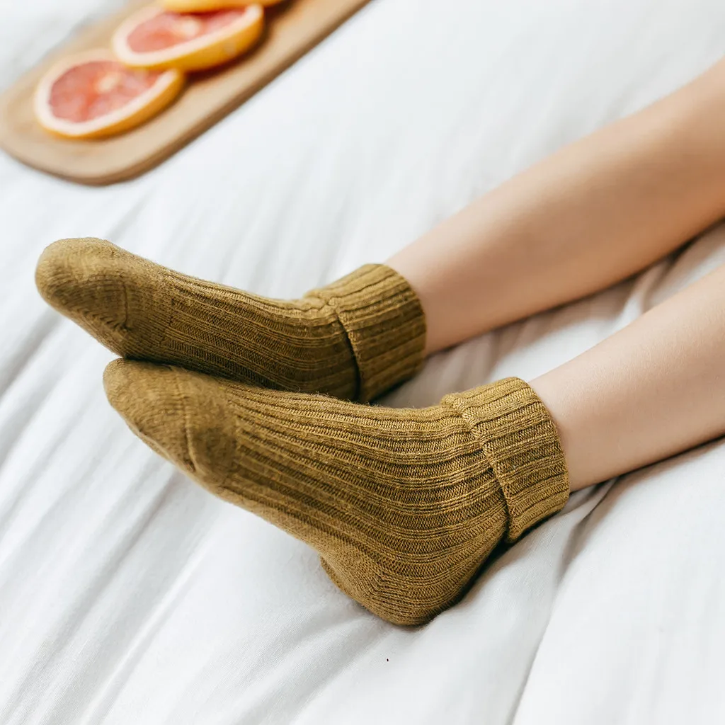 Зимние шерстяные вязаные носки с принтом для маленьких девочек детские носки для малышей Зимние теплые толстые шерстяные носки свободного кроя для малышей