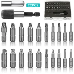 Juego de brocas para extraer tornillos dañados, herramientas de demolición, Extractor de pernos rotos, fácil de sacar, 22 Uds.