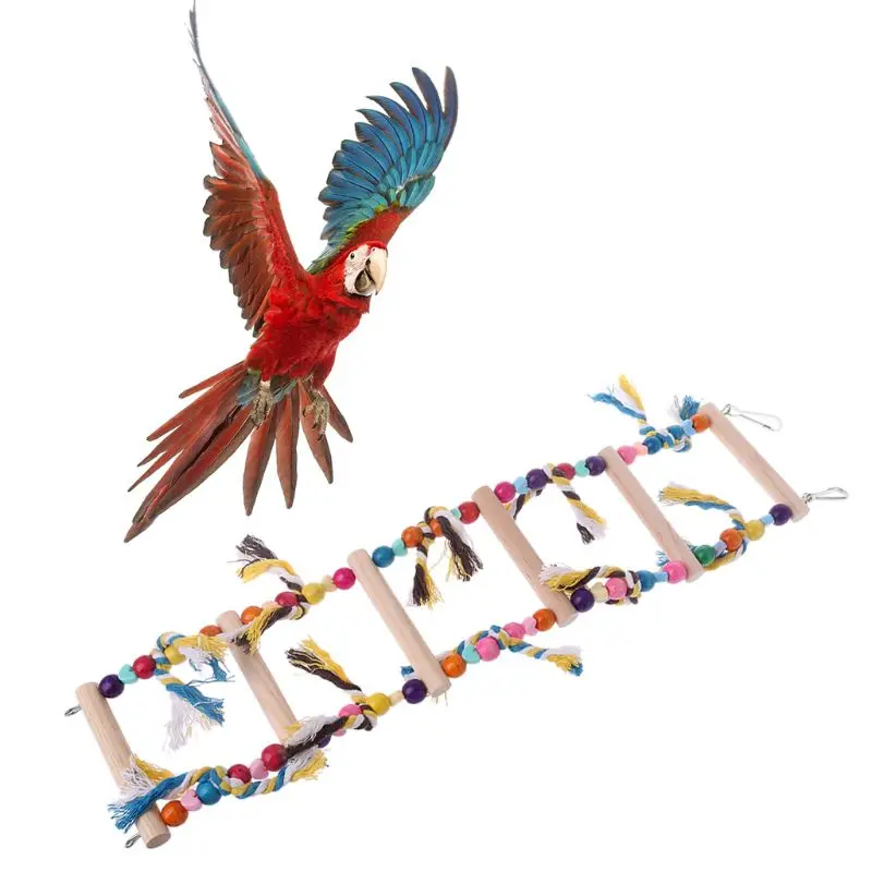 Смешная Птица Попугай Разноцветные деревянные игрушечные Лестницы Попугай качели стенд игрушки