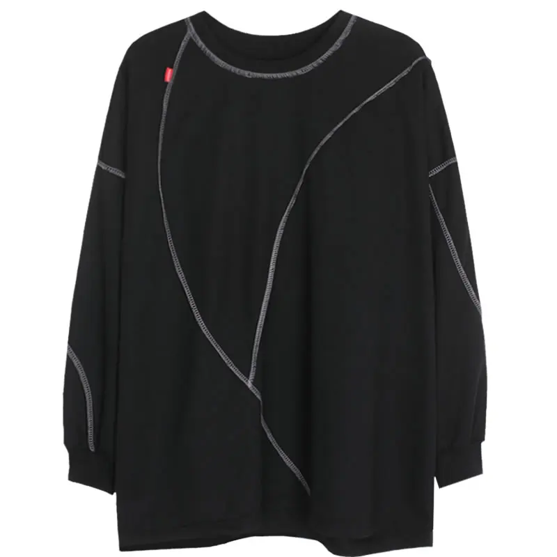 XITAO Tide яркая линия дизайн толстовка плюс размер хит цвет тонкая женская одежда Мода Толстовка Топ Осень WQR1855 - Цвет: black   WQR1855