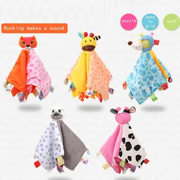 

Baby Plush Blanket Towel Soft Square Doll Sleep Toy with Bell
