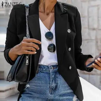 

2020 ZANZEA Fashion Blazers Autumn OL Work Suits Coats Women Casual Solid Lapel Long Sleeve Blazer Jackets Outwear Plus Size 5XL