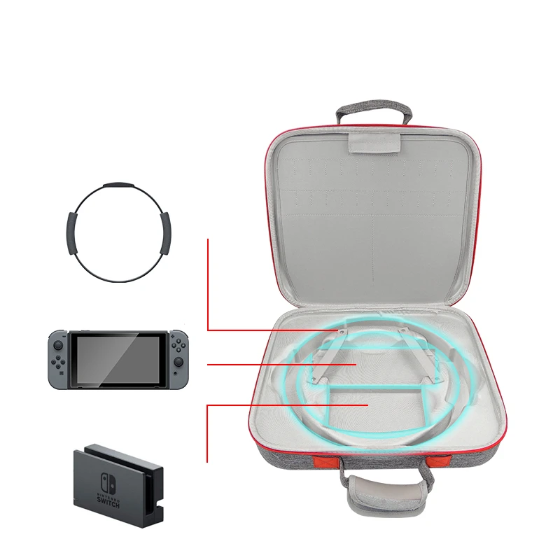 Custodia Portatile Per Nintend Switch Pro Ring-Con Custodia Portatile Eva Fitness Ring Base Storage Cover Shell Card Slot