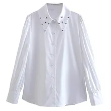 

Withered Spring Blouse Women England Style High Street Jewellery White Simple Casual Blusas Mujer De Moda 2022 Shirt Women Tops