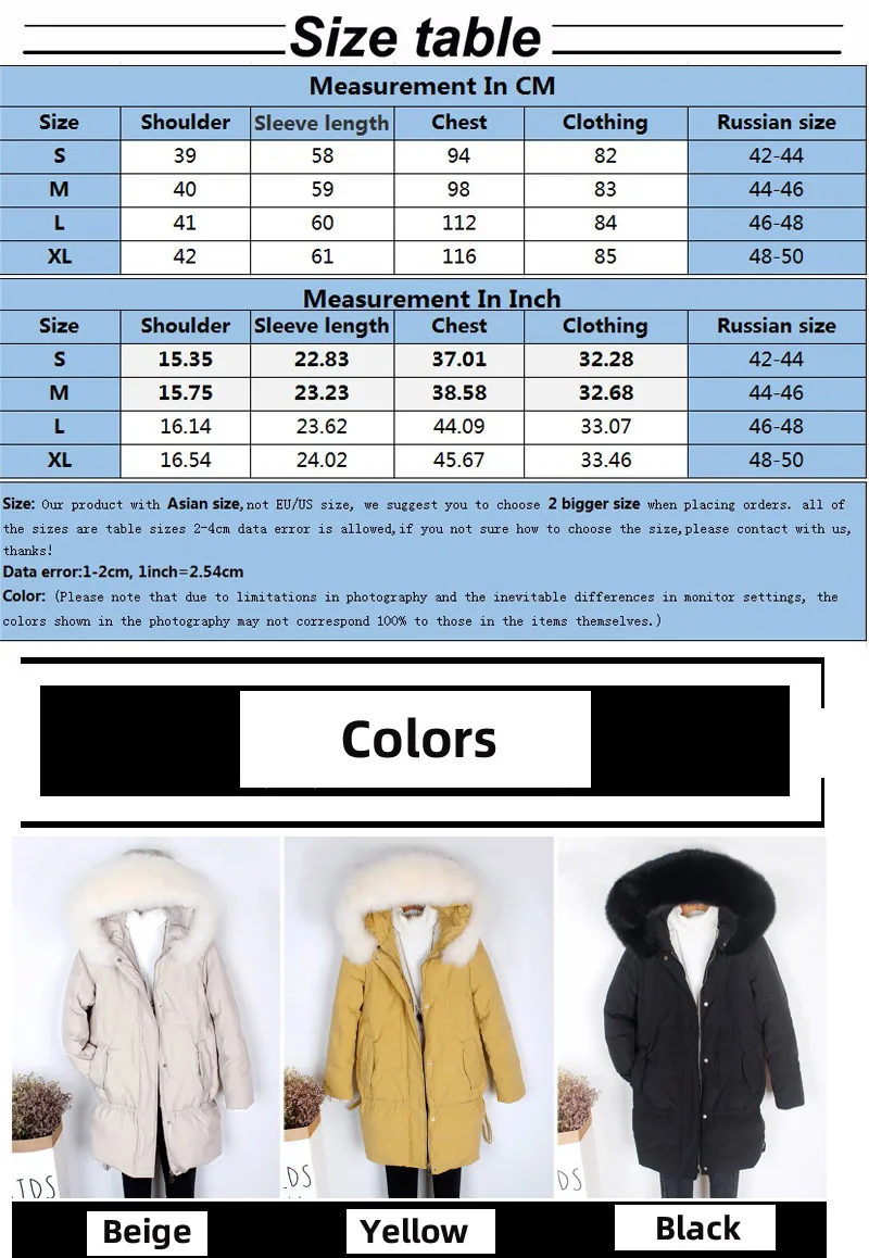 S-Xl Новое зимнее длинное плотное теплое пуховое пальто с натуральным лисьим мехом Женская модная Свободная белая пуховая куртка ветрозащитная верхняя одежда