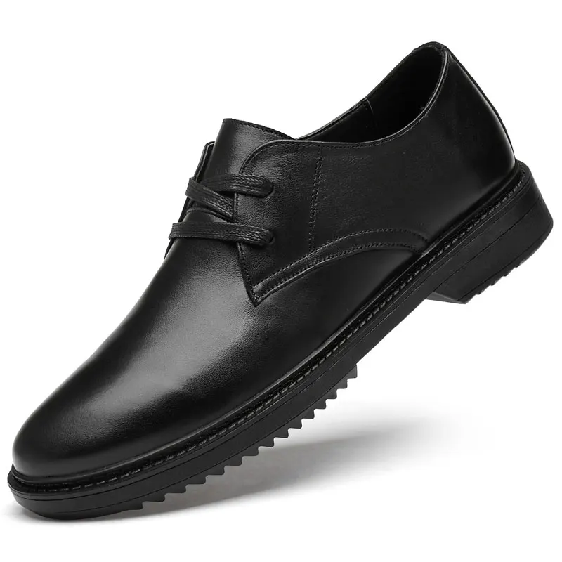 CLAXNEO/Мужская обувь в стиле дерби; модельные туфли из натуральной кожи; Мужская официальная обувь; оксфорды; Мужская Свадебная обувь; большие размеры - Цвет: Black