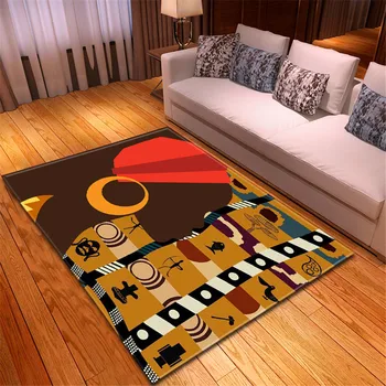 

Floor Carpets African Woman Printing Large Area Rug Living Style Carpet Modern Room Fluffy Room American Mat Deco Adult