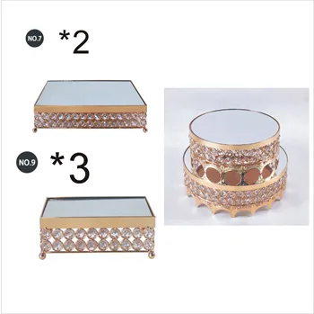 

new arrive Beautiful Tray 3 tier gold Cupcake Dessert Display Decoration Tools Wedding Crystal Mirror Cake Stand set