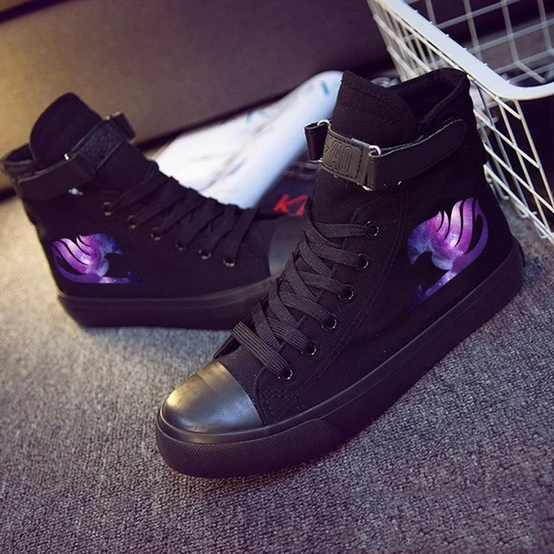 Феи хвост аниме логотип hightop холщовая обувь кеды для мужчин и женщин Kpop модная обувь