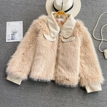  Young Gee Faux Fox Fur Coat Oversized Fake Leather Lapel Jacket Warm Winter Coats Women Fur Parka veste femme Casaco Feminino 