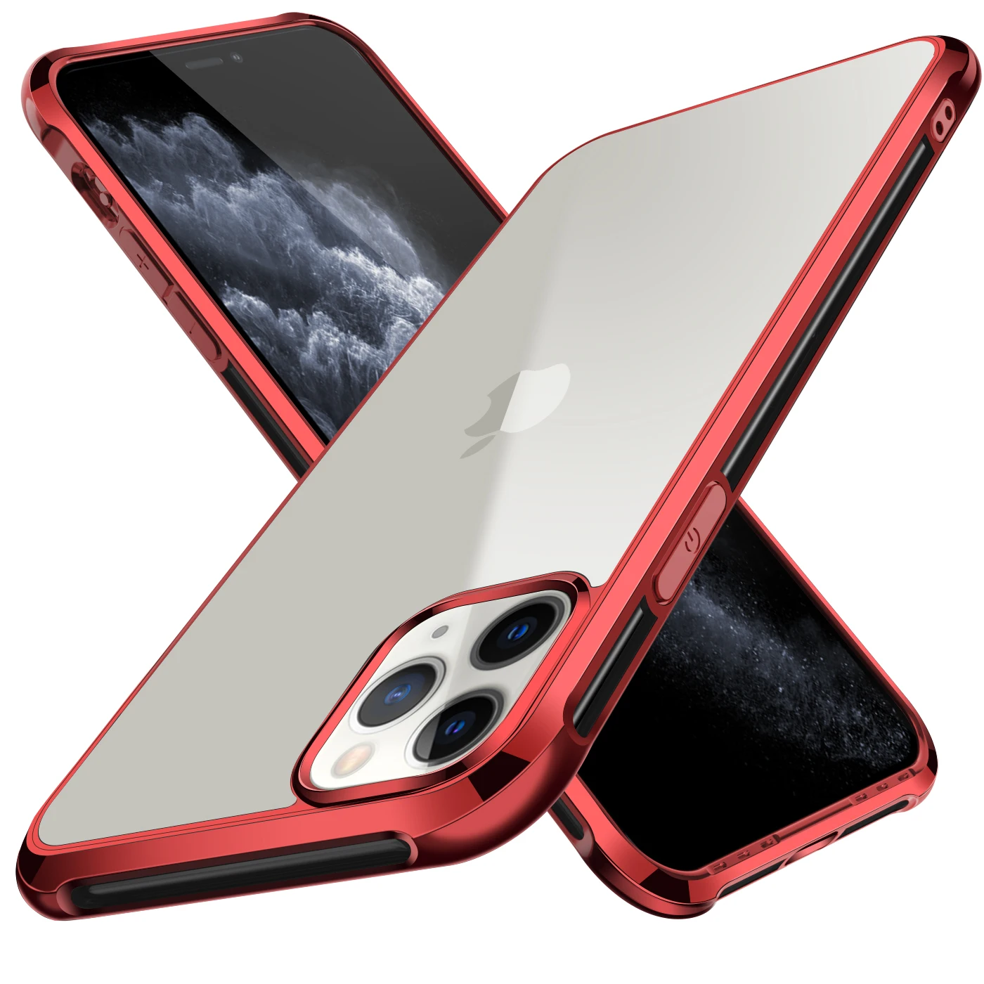 Роскошный прозрачный ТПУ чехол для iPhone 11 Pro Max XS XR 7 8 Plus хромированные Чехлы для телефона с покрытием мягкий гелевый Чехол из ТПУ для iPhone 11 Pro Max - Цвет: Красный