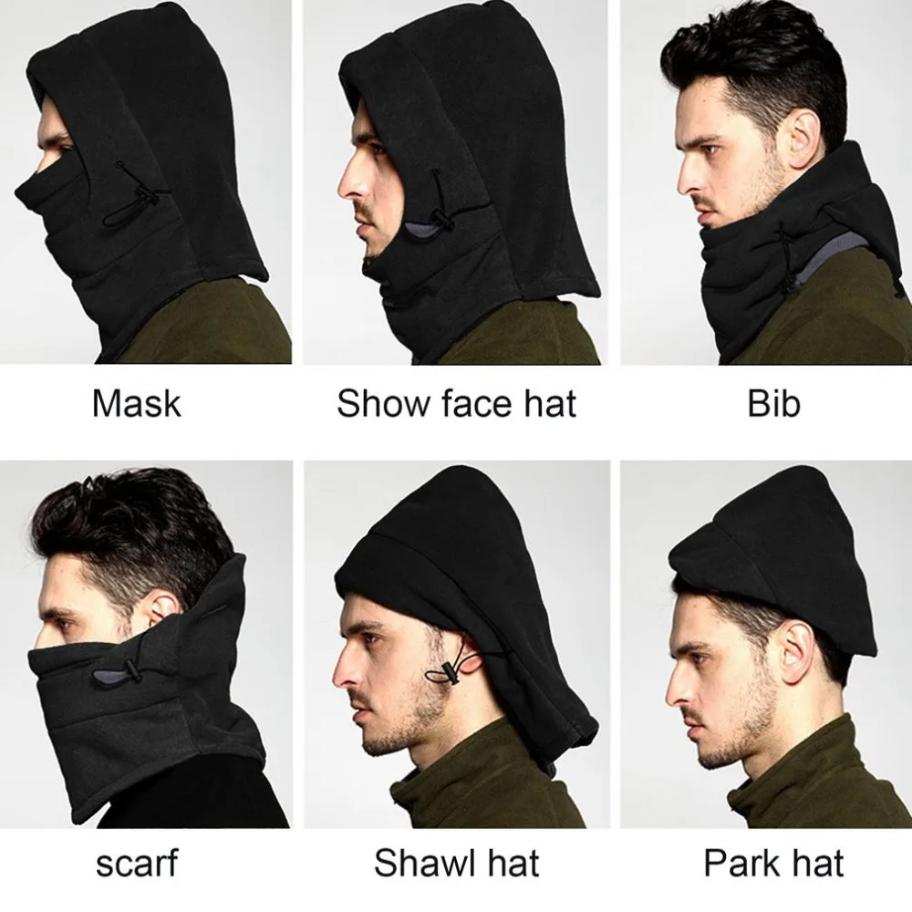 Зима Велоспорт ветрозащитный теплый флисовый шляпа анфас маска двойной Слои многофункциональный для прогулок, верховой езды Кепки для мужчин и женщин