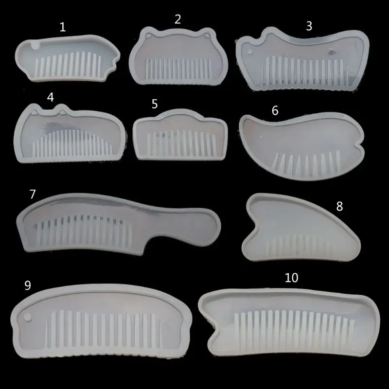 

10 Shape Comb 3D Transparent Epoxy Resin DIY Mold for DIY Comb Casting Silicone Mold Art Craft Making Handmade Comb Gift