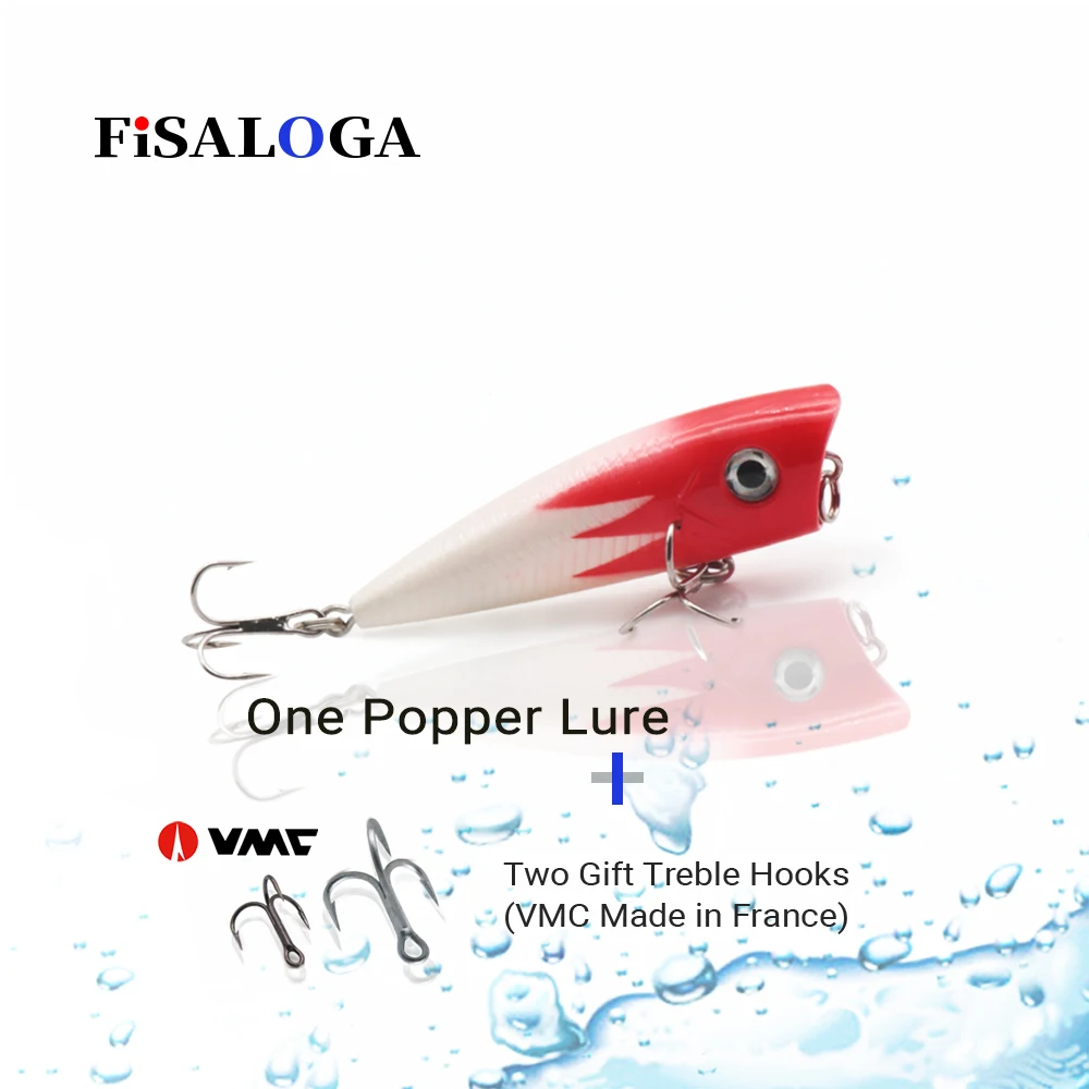 

Poper Mini Walker Popper Fishing Lures 6g 65mm Floating Wobblers FiSALOGA Bass Pike Trout Pencil Surface Baits Gift 2 VMC Hooks