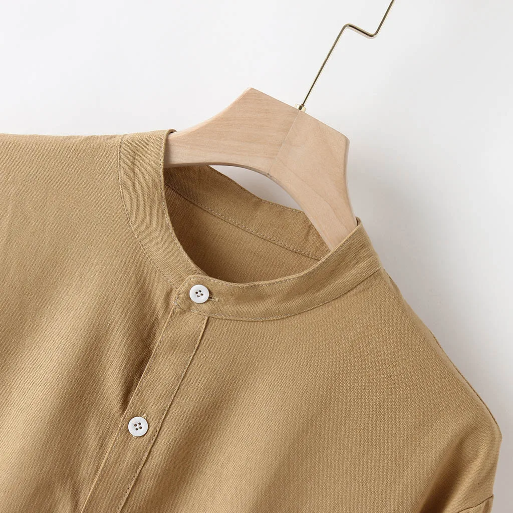 Модные мужские рубашки camisa Осенняя блуза с длинными рукавами Топ Повседневная льняная и хлопковая рубашка с отложным воротником мужская camisa masculina