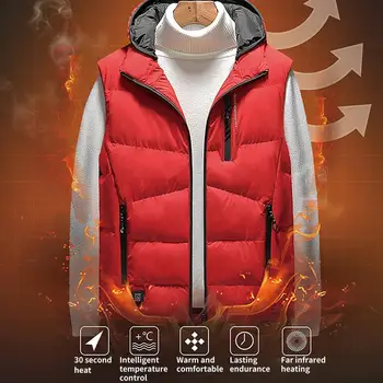 

Autumn And Winter Graphene Electric Hooded Vest Usb Safety Intelligent Thermostat Heating Vest Can Be Washed