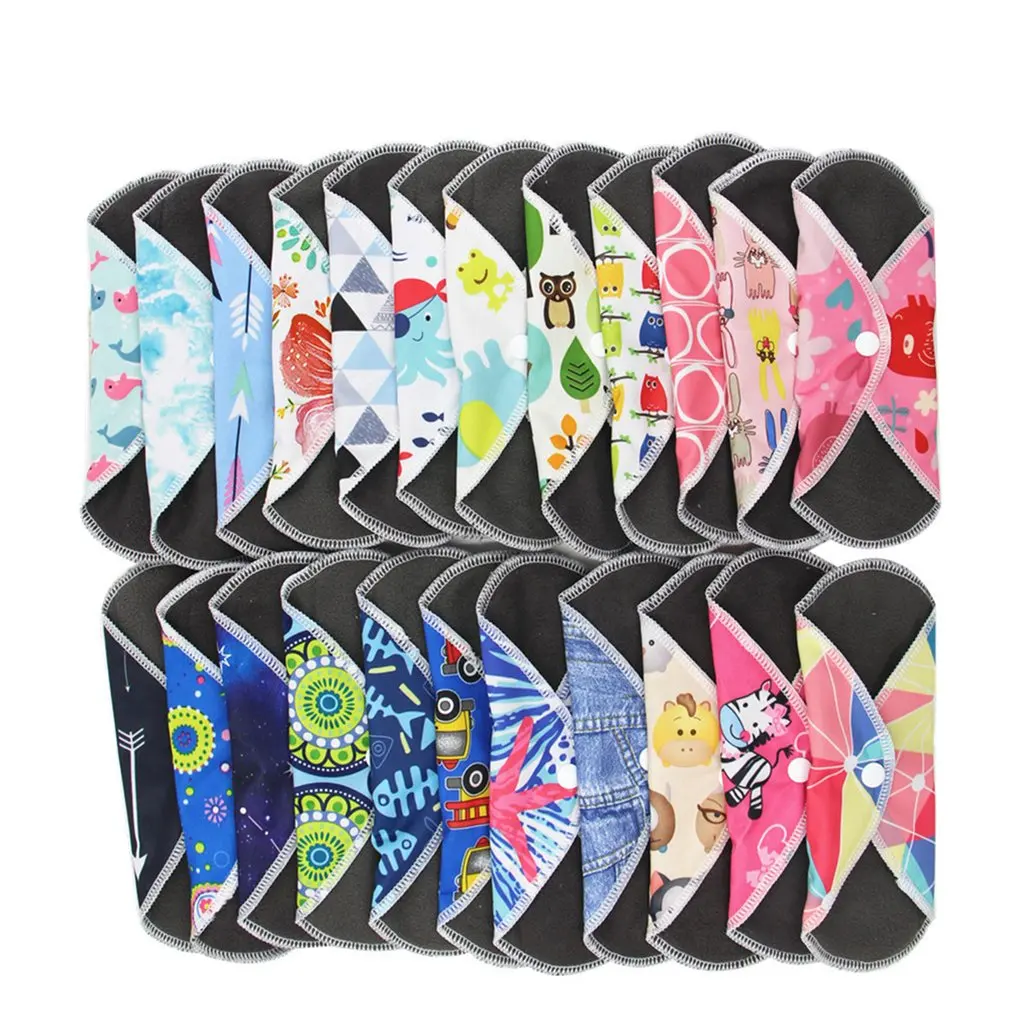 

HOT 1/3pcs Reusable Sanitary Pad Charcoal Bamboo Cloth Menstrual Pad Sanitary Towel Washable Period Menstrual Pad Practical