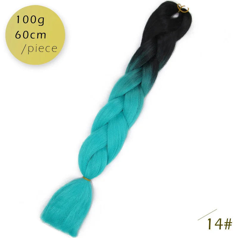 Синтетическая оплетка, накладные волосы для вязания крючком, косички волос, 24 дюйма, огромные накладные волосы с эффектом омбре, два цвета, цвет ed, фитили для волос - Цвет: B14