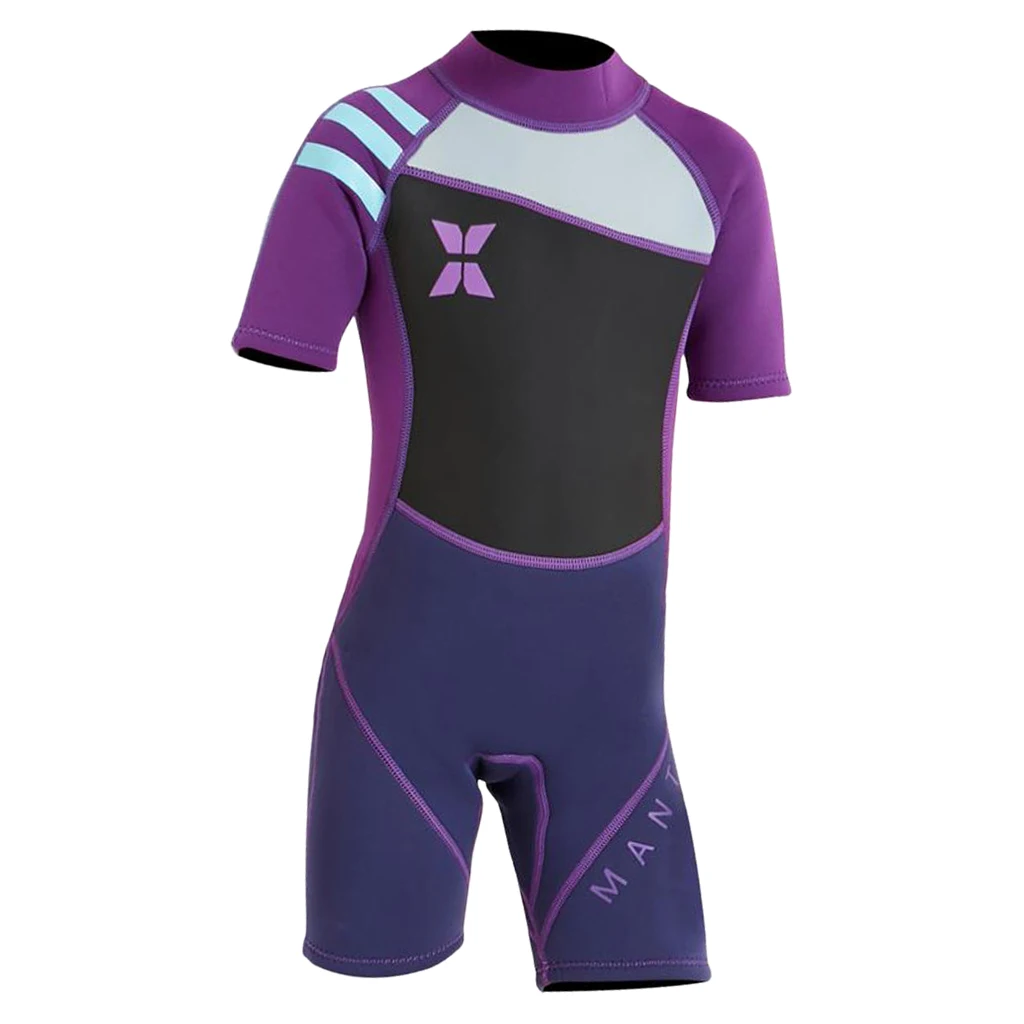 Short Sleeve Wetsuit Girls Swimming Fullsuit Baby Boys Back Zip Swimsuits Close Body Fullbody Diving Suit for Surfing