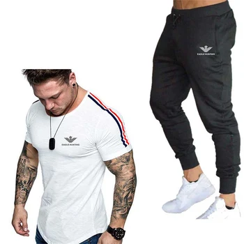 

The New 2020 Men's Summer Leisure Fitness Running T-shirt Short Sleeve Set + Men and Women Couples Comprehensive Training Fitnes