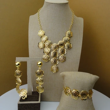 

Yuminglai Dubai Gold Jewelry Sets for Women African Fashion Jewelry FHK5440