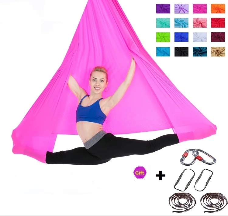 

4*2.8M Pilates Yoga Full set Flying Swing Aerial Yoga Hammock Silk Fabric Multifunction Anti-gravity Yoga Belts for Bodybuilding