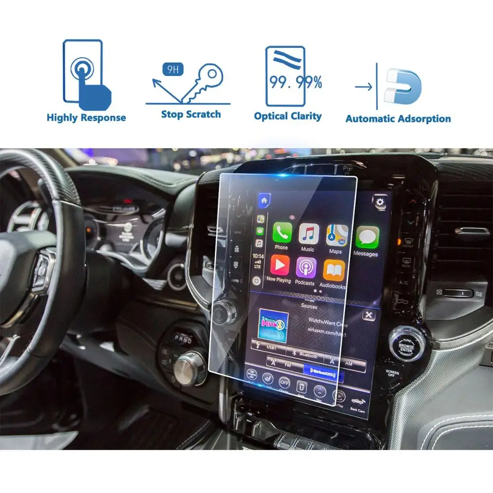 

LFOTPP For Ram 1500 2500 3500 Uconnect 2019 Car Navigation Tempered Glass Screen Protector Auto Interior Protective Sticker