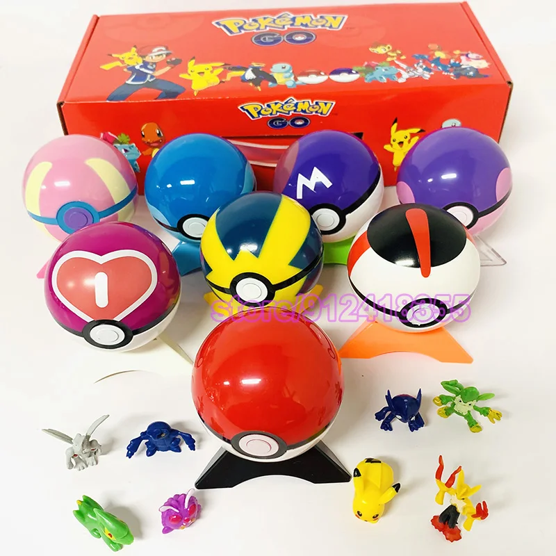 Cartoon Pokemon Pokeball Giocattoli Action Dolls Pokeball Pikachu Squirtle Anime Pokemon Action Figure Modello Regali Giocattoli Per Bambini