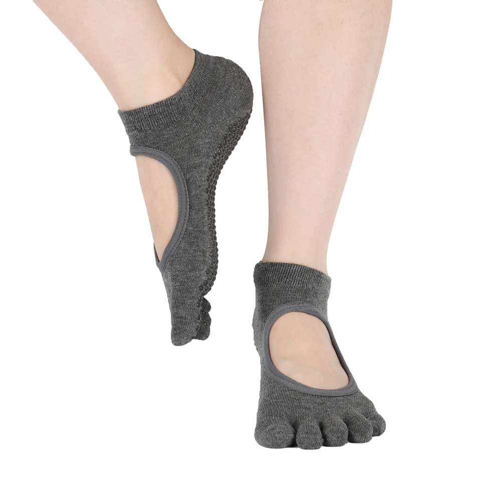 Носки для йоги, пилатеса для женщин, пять пальцев, силиконовые, в горошек, Нескользящие, 5 Носок, носки для балета, спортзала, фитнеса, спорта, хлопковые носки