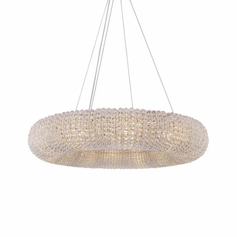 

Manggic lighting Luxury Crystal Nordic Simple Lamp Living Room Chandelier Ring LED Modern hotel Engineering Decorative Light