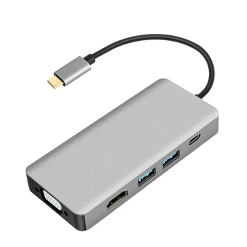 

USB C Hub Type C to HDMI 4K 30Hz VGA USB 3.0 Hub PD 5 in 1 Docking Adapter