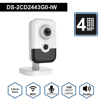 

HIK New Video Surveillance Wi-Fi Camera PoE DS-2CD2443G0-IW 4MP IR Fixed Cube Wireless IP Camera Built-in Speaker H.265+