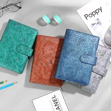 Classeur à 6 anneaux en cuir PU à clipser, couverture en métal, pour carnet A5 et A6, à feuilles mobiles, papeterie pour Journal