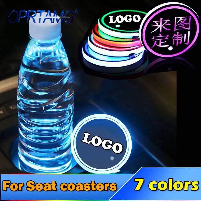 

1 PCS Fashion 2019 NEW Car Styling Logo Light LED Cup Drink Holder Anti Slip For Seat Leon ibiza Altea Alhambra Car Accessories