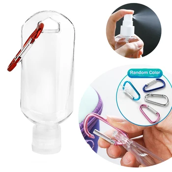 

10PCS 50ml makeup clear bottle Reusable Portable Mini Size Alcohol Spray Bottle Hand Sanitizer Travel Small Holder Hook Keychain