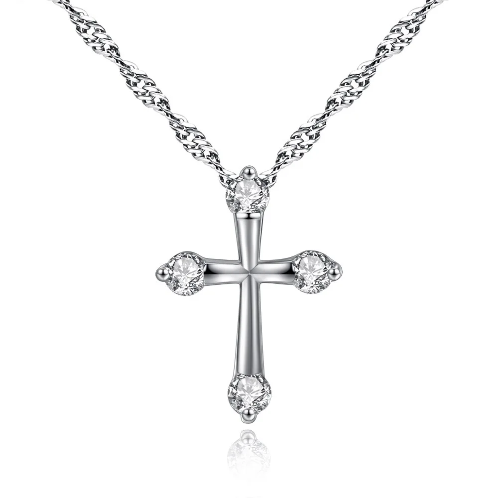 

VOHE Cute Female Crystal Zircon Necklace Fashion Cross Style Pendant Necklace Big Choker Necklaces For Women